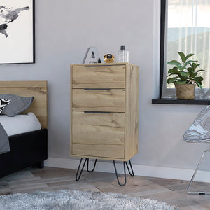 English Elm Light Dresser Skyoner with Hairpin Legs, Superior Top & 3 Drawers in Light Oak — Durable Modern Storage B092123074