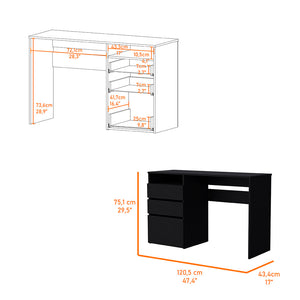 English Elm Computer Desk San Diego - Modern Black Wenge Finish With Smart Storage For Home Or Office Use B092123068