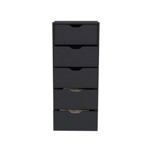 English Elm Dresser Kamran - Sleek Five-Drawer Narrow Storage Solution In Elegant Black Wengue Finish B092122838
