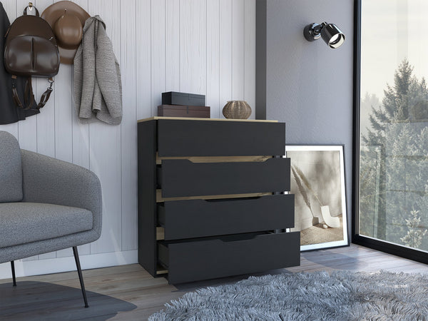 English Elm Dresser Oboe with Superior Top and Four Spacious Drawers, Durable Particle Board, Modern Finish Light Oak B092123029