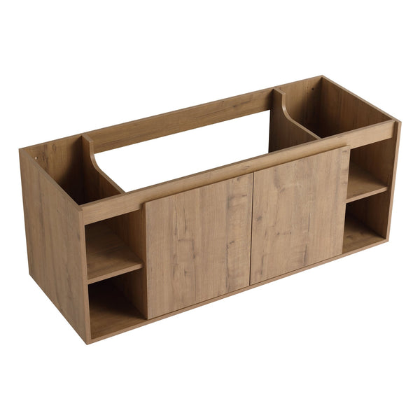 English Elm 48" Wall Mounted Bathroom Vanity With Soft Closing Doors, Open Storage, Stylish & Durable Design W999125012