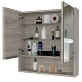 Light Gray Medicine Cabinet with Mirror & Shelves - 23.4