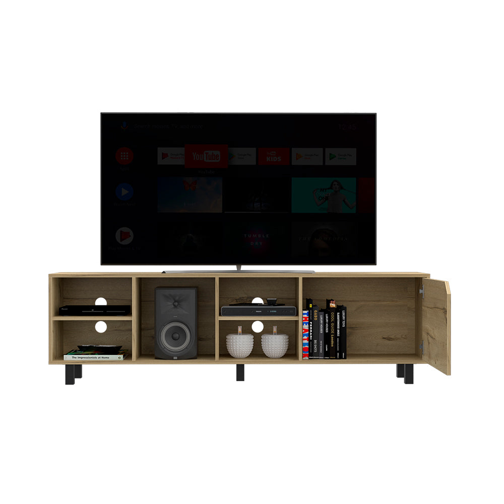 English Elm TV Estocolmo TV Stand for TVs up to 70" with Four Open Shelves, Sturdy Five Legs, Cable Holes, Durable Finish Light Oak B092122926