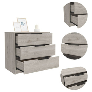 English Elm 3 Drawers Dresser - Modern Light Gray Storage Solution With Quality Construction For Stylish Spaces B092122994