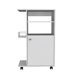 English Elm Kitchen Cart Kryot, Single Door Cabinet, Four Casters, White Finish