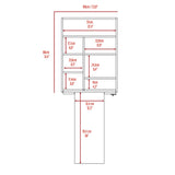 English Elm Foldable Table Tacoma, Seven Interior Shelves, Light Gray Finish