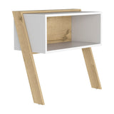 English Elm Nightstand Rural, Two Legs, One Shelf, Light Oak / White Finish