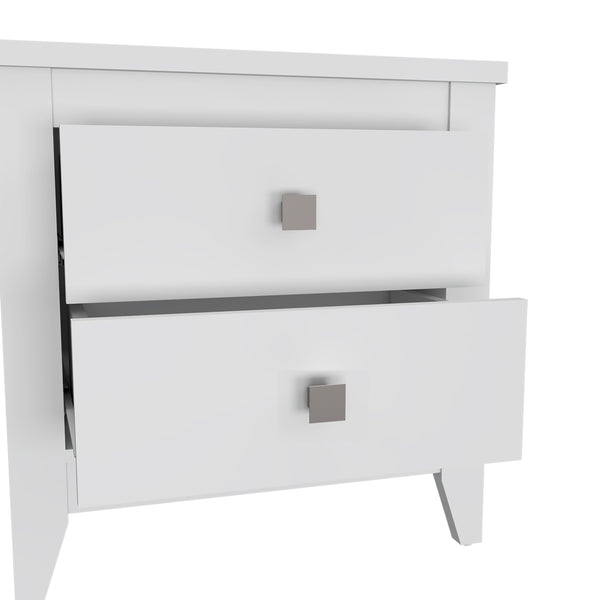 English Elm Nightstand With Two Open Shelves, Modern White Finish, Ideal For Bedroom Or Living Space Storage B092123020