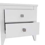 English Elm Nightstand More, Two Shelves, Four Legs, White Finish