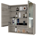 English Elm Medicine Cabinet With Mirror Lexington,Three Internal Shelves, Light Gray Finish