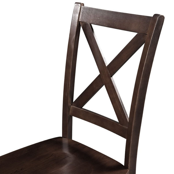 English Elm Topmax Drop Leaf Wood Breakfast Nook Table Set with X Back Chairs for Two Espresso N717S000164P