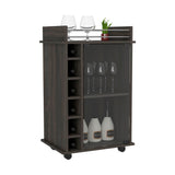 English Elm Bar Cart Baltimore, Six Wine Cubbies, Carbon Espresso Finish