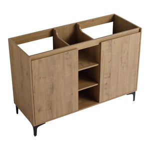 English Elm Soft Close Doors & Open Storage Rack, 48-Inch Freestanding Bathroom Vanity With Plywood Finish W999125009-GIGA