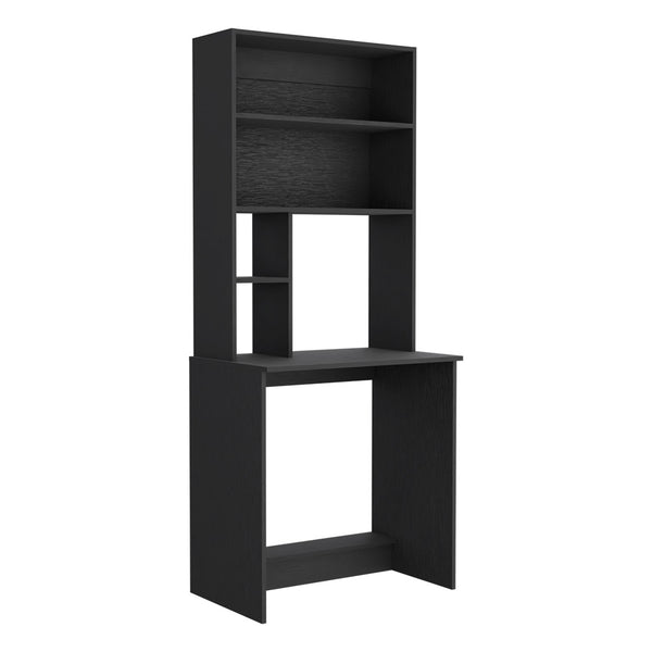 English Elm Computer Desk Monroe: Stylish Black Wenge Finish, Compact Design With Four Shelves & Footrest B092123014