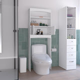 English Elm Over The Toilet Cabinet Valentia, Three Shelves, White Finish