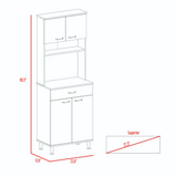 English Elm Pantry Piacenza,Two Double Door Cabinet, White Finish