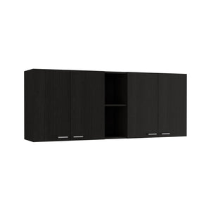 English Elm Wall Cabinet Ontario - Stylish Double Door Design In Elegant Black Wengue Finish For Modern Spaces B092123032-GIGA