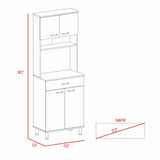 English Elm Pantry Piacenza,Two Double Door Cabinet, White Finish