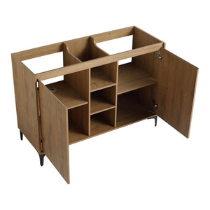 English Elm Soft Close Doors & Open Storage Rack, 48-Inch Freestanding Bathroom Vanity With Plywood Finish W999125009-GIGA