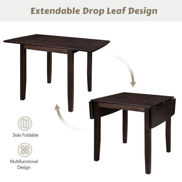 English Elm Topmax Drop Leaf Wood Breakfast Nook Table Set with X Back Chairs for Two Espresso N717S000164P