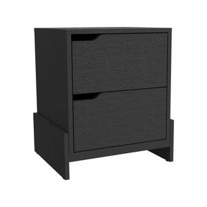 English Elm Nightstand Brookland - Stylish Bedside Table With Double Drawers, Sturdy Base, Black Wengue Finish B092123149