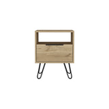 English Elm Nightstand Skyoner, Single Drawer, Hairpin Legs, Light Oak Finish