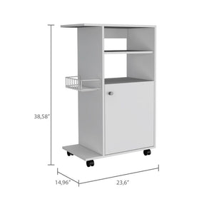 English Elm Kitchen Cart Kryot - Mobile Storage Solution With White Finish, Microwave Countertop & Casters B092122968