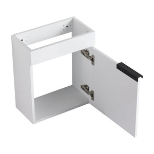 English Elm Soft Close Wall Mounted Bathroom Vanity with Ceramic Vessel Sink and Storage Rack W999S00487