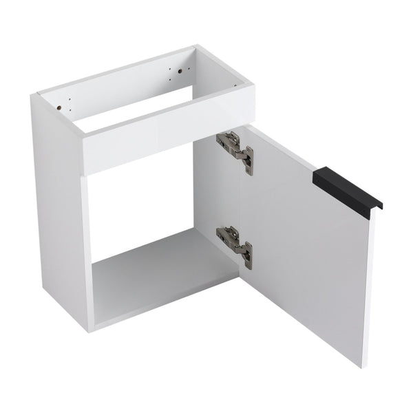 English Elm Soft Close Wall Mounted Bathroom Vanity with Ceramic Vessel Sink and Storage Rack W999S00487