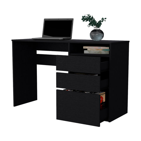 English Elm Computer Desk San Diego - Modern Black Wenge Finish With Smart Storage For Home Or Office Use B092123068
