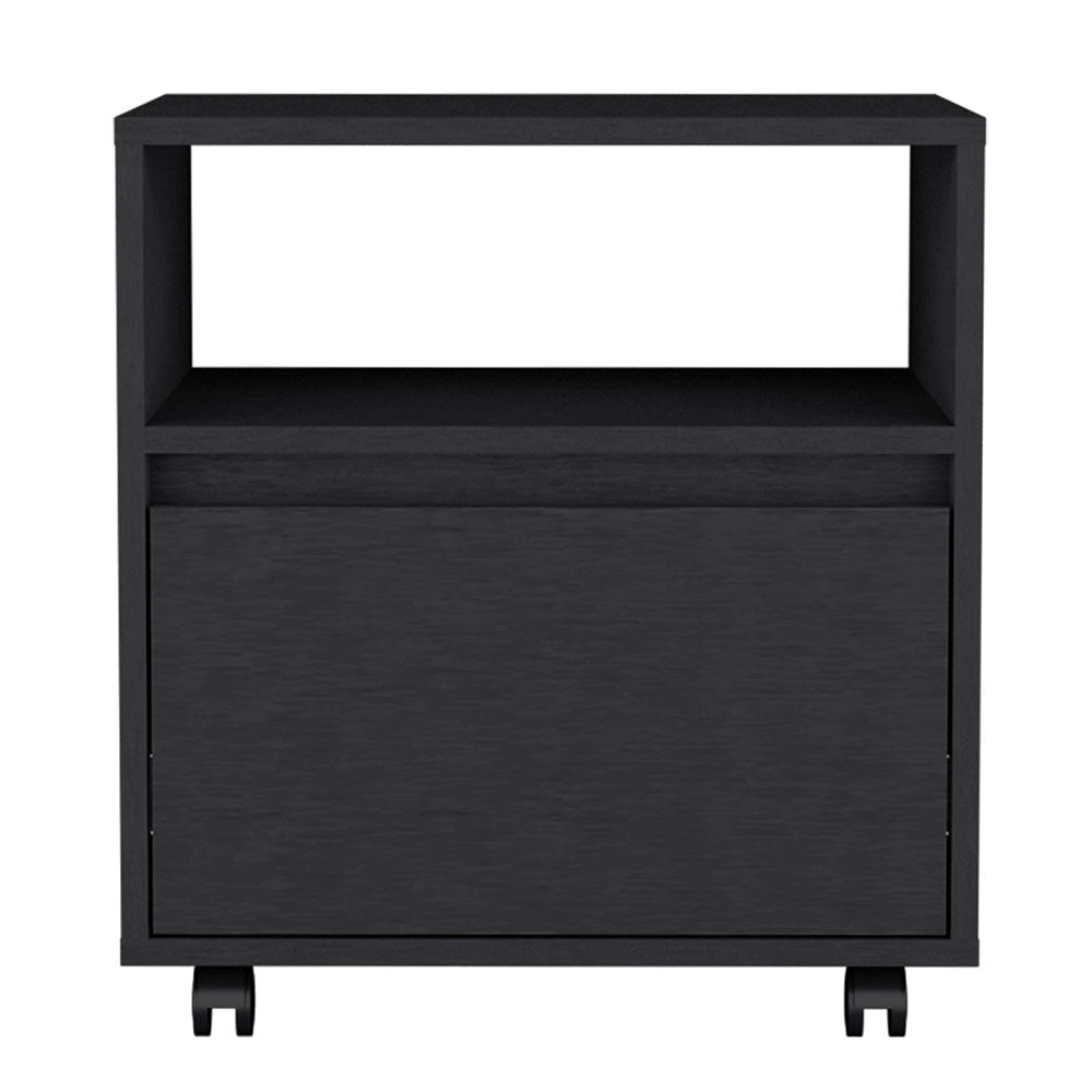 English Elm Nightstand Munyochi - Sleek One-Drawer Design In Elegant Black Wengue Finish For Small Spaces B092123115