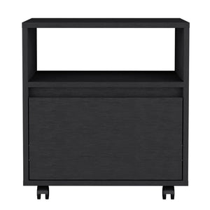 English Elm Nightstand Munyochi - Sleek One-Drawer Design In Elegant Black Wengue Finish For Small Spaces B092123115