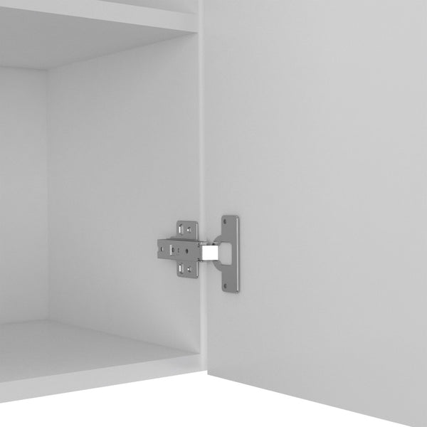 English Elm Wall Cabinet Ontario - Modern Double-Door Design In White With Built-In Dish Rack & Open Shelves B092123033-GIGA