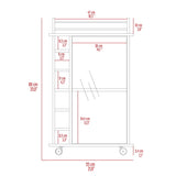 English Elm Bar Cart Baltimore, Two Tier Cabinet With Glass Door, Six Wine Cubbies, Light Oak Finish