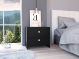 Black Wengue Nightstand with 2 Drawers, Metal Hardware | 15.75 x 23.62 x 21.65