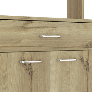 English Elm Pantry Piacenza multifunctional kitchen cabinet with microwave space, drawer, shelves for organized storage Light Oak B092123091