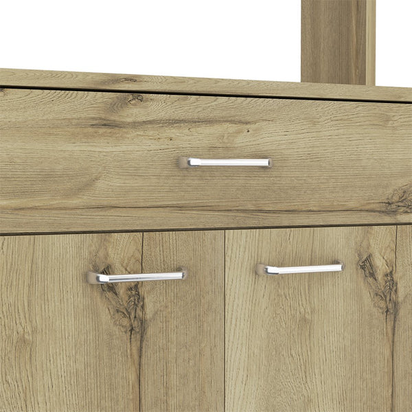 English Elm Pantry Piacenza multifunctional kitchen cabinet with microwave space, drawer, shelves for organized storage Light Oak B092123091