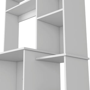 English Elm Desk Logan Modern Workstation with Five Cubbies and Spacious Monitor Nook, Durable Particleboard Finish White B092122984