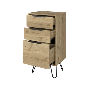 English Elm Light Dresser Skyoner with Hairpin Legs, Superior Top & 3 Drawers in Light Oak — Durable Modern Storage B092123074