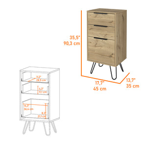 English Elm Light Dresser Skyoner with Hairpin Legs, Superior Top & 3 Drawers in Light Oak — Durable Modern Storage B092123074