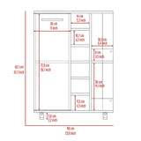 English Elm Bar Cart Wells, Four Casters, Six Wine Cubbies, Single Door Cabinet, White Finish