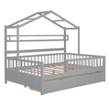 Hearth and Haven Wooden Full Size House Bed with 2 Drawers, Kids Bed with Storage Shelf WF308873AAE WF308873AAE