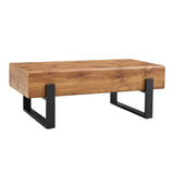 English Elm Rustic Mdf Coffee Table With Metal Legs - Natural Wood Tone Elegance For Your Space