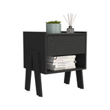 English Elm Nightstand Ferku, Open Shelf, One Drawer, Black Wengue Finish