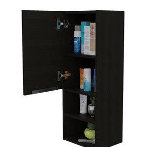 English Elm Medicine Cabinet Hazelton with Open Lower Shelves and Interior Storage, Easy Assembly, Durable Finish Black B092122816