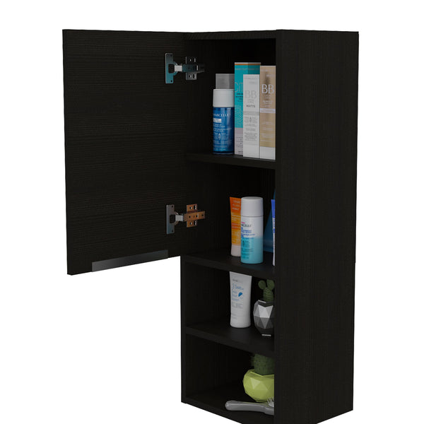 English Elm Medicine Cabinet Hazelton with Open Lower Shelves and Interior Storage, Easy Assembly, Durable Finish Black B092122816