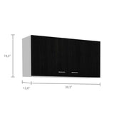 English Elm Wall Cabinet Toran, Two Shelves, Double Door, Black Wengue Finish