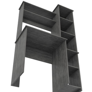 English Elm Desk Logan Modern Workstation with Five Cubbies and Spacious Monitor Nook, Durable Particleboard Finish Gray B092122985