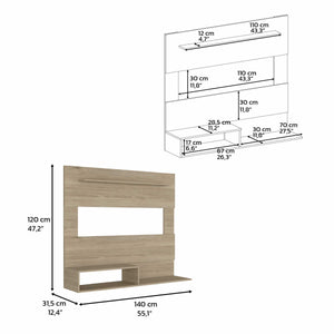 English Elm Floating Entertainment Center Albuquerque - Light Pine Floating TV Stand for TVs up to 55", Slim Shelf B092122842