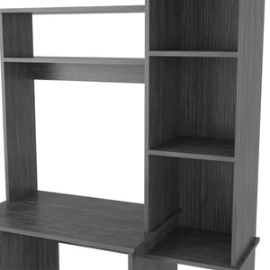 English Elm Desk Logan Modern Workstation with Five Cubbies and Spacious Monitor Nook, Durable Particleboard Finish Gray B092122985